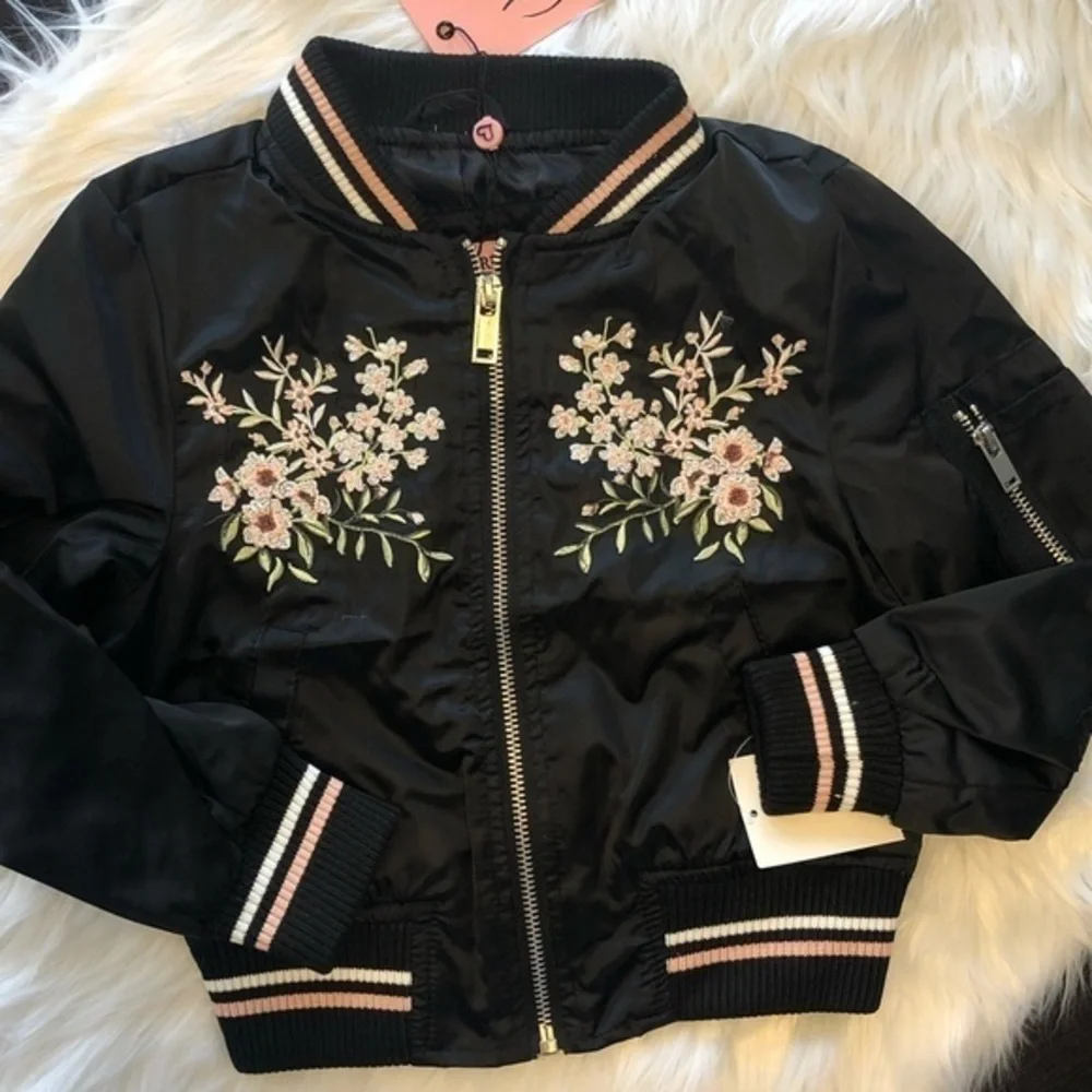 Urban Republic Floral Embroidered Bomber Jacket NWT